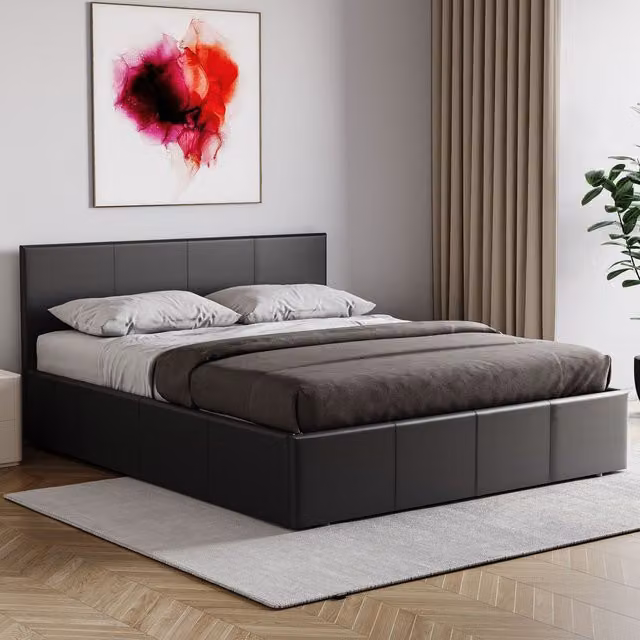 Vida Designs Lisbon King Size Ottoman Bed Frame in Black Synthetic Leather – 1