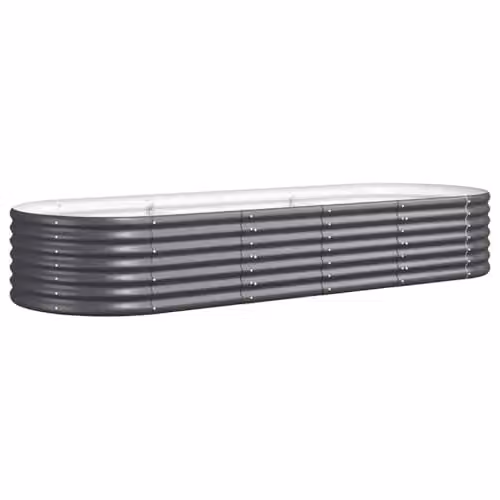 vidaXL Galvanised Steel Raised Bed in Anthracite, W: 224 cm, D: 80 cm, H: 36 cm – 1