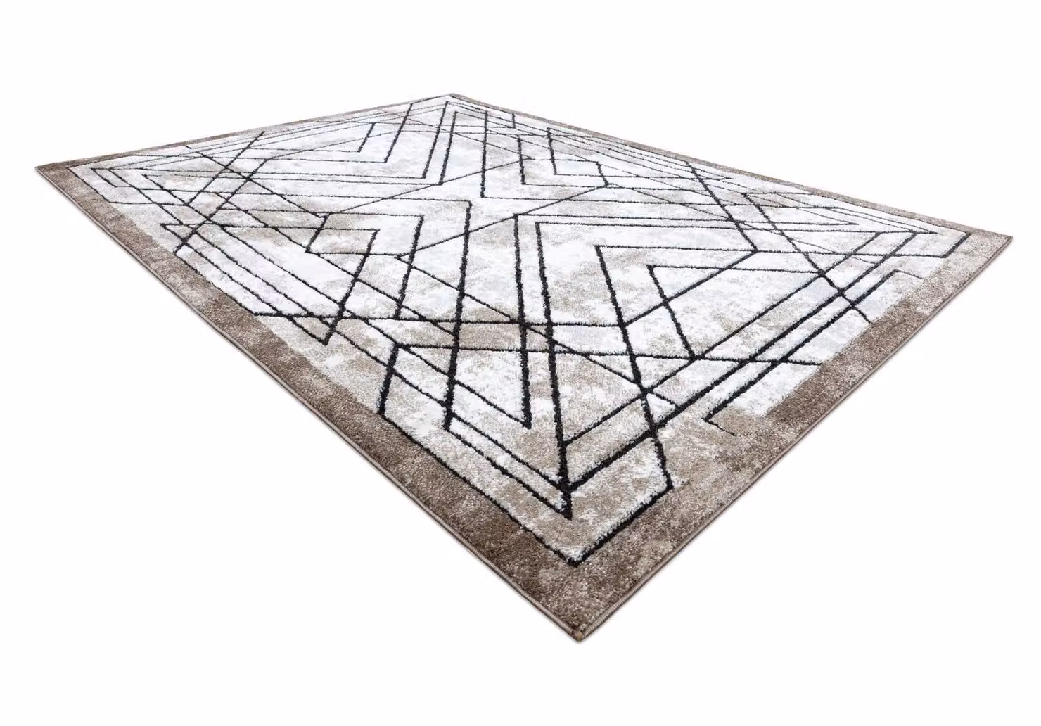 RugsX Brown Geometric Modern Rectangular Rug with High-Low Effect, W: 80 cm, L: 150 cm – 2