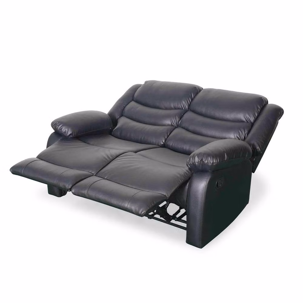 Furnishings For Less UK Cortland 3 + 2 Seater Sofa Suite in Black Synthetic Leather with Manual Reclining – 3