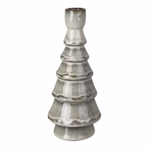 White Glazed Ceramic Four Taper Candle Holder