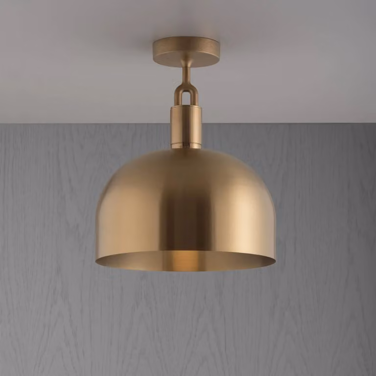 Buster + Punch Forked Ceiling Light with Large Gold/Brass Dome Shade