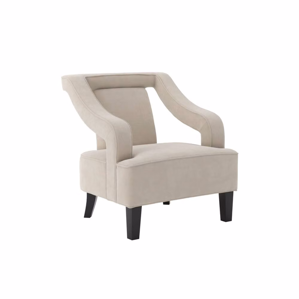 Wyld Haus Letterkenny Ivory Velvet Upholstered Armchair – 2