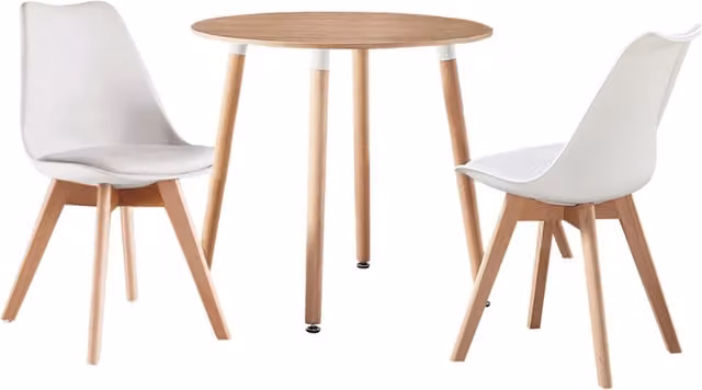 Life Interiors Lorenzo Round Dining Set in White with Table and 2 Chairs