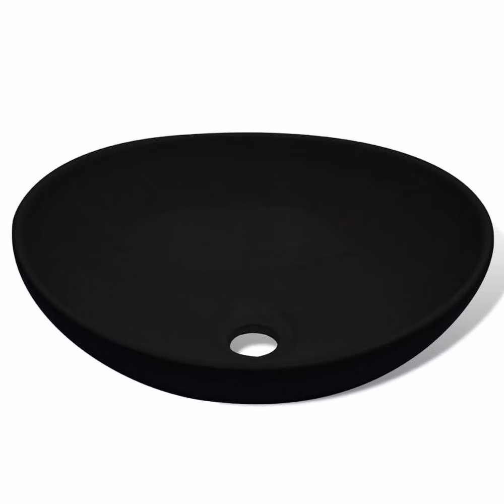 Berkfield Home Oval Ceramic Basin in Black, W: 40 cm, D: 33 cm – 3