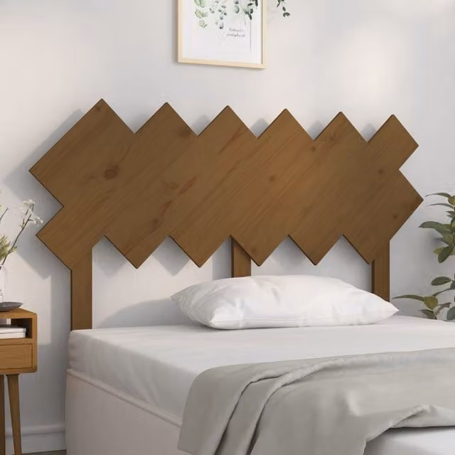 Berkfield Home Rustic Solid Wood Pine Bed Headboard in Honey Brown, W: 132 cm, D: 3 cm, H: 81 cm