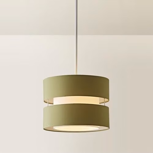 ValueLights Sophia 2 Tier Drum Easy Fit Ceiling Light Shade in Green, Width: 26 cm