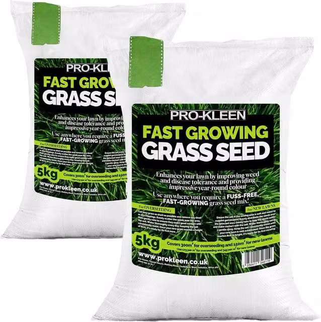 ProKleen Fast Growing Grass Seed, 2 x 5kg (Covers up to 600m2)