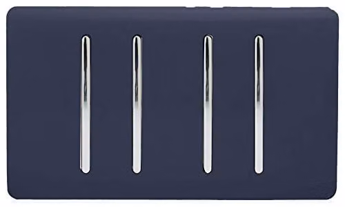 Trendi 4 Gang 3 Way Intermediate 10 Amp Rocker Light Switch in Blue