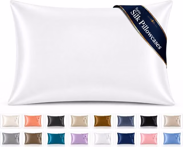 Pamposh Pack of 2 Ultra Soft Mako Satin Silk Pillow Cases in White – 1