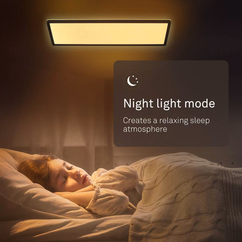 B.K.Licht Black Slim LED Ceiling Panel with Remote Control, Dimmable CCT, IP44, W/D/H: 58 x 20 x 3 cm – 8