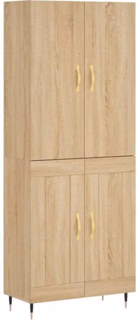 Berkfield Home Sonoma Oak Highboard in Beige, W/D/H: 69.5 x 34 x 180 cm