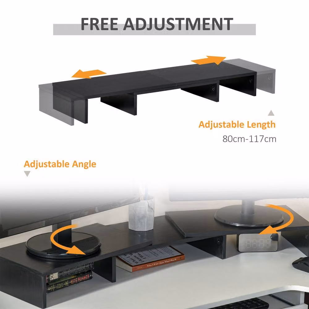 STILVORA Monitor Stand with Adjustable Length and Storage in Black – 6