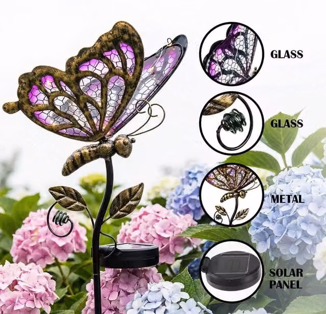 Bright Zeal Solar LED Butterfly Garden Stake Light in Pink, Purple and Multicolour