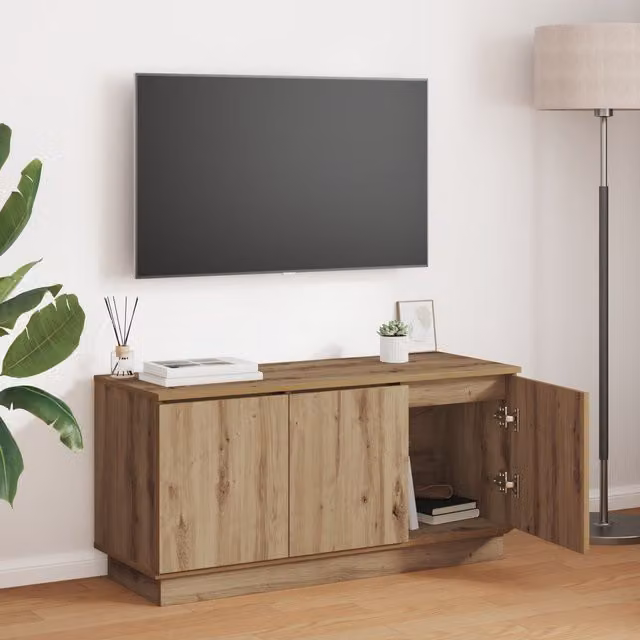 Berkfield Home Artisan Oak TV Cabinet in Brown, W/D/H: 100 x 38 x 49 cm – 1