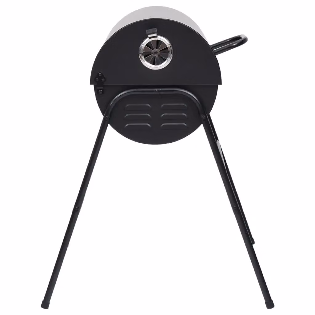 Berkfield Home Black Steel Barrel Charcoal Kettle Grill with 2 Cooking Grids and Warming Rack, W/D/H: 80 x 95 x 90 cm – 2