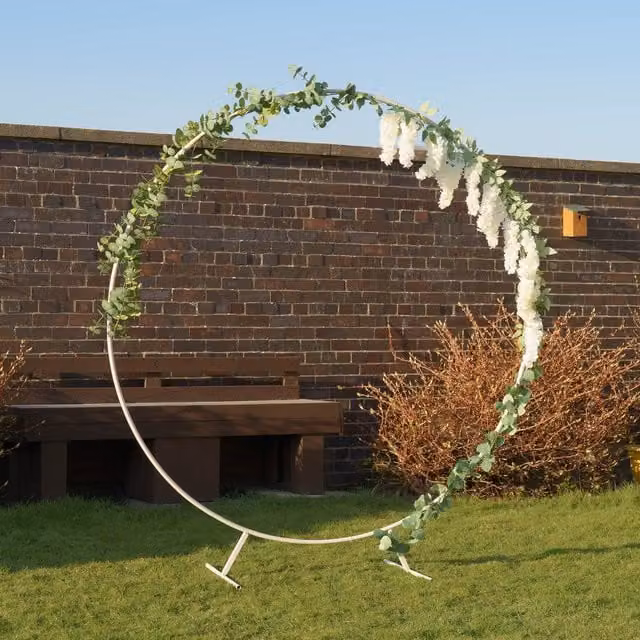 Scottish Everlastings Ltd White Round Metal Arch Frame, 2m