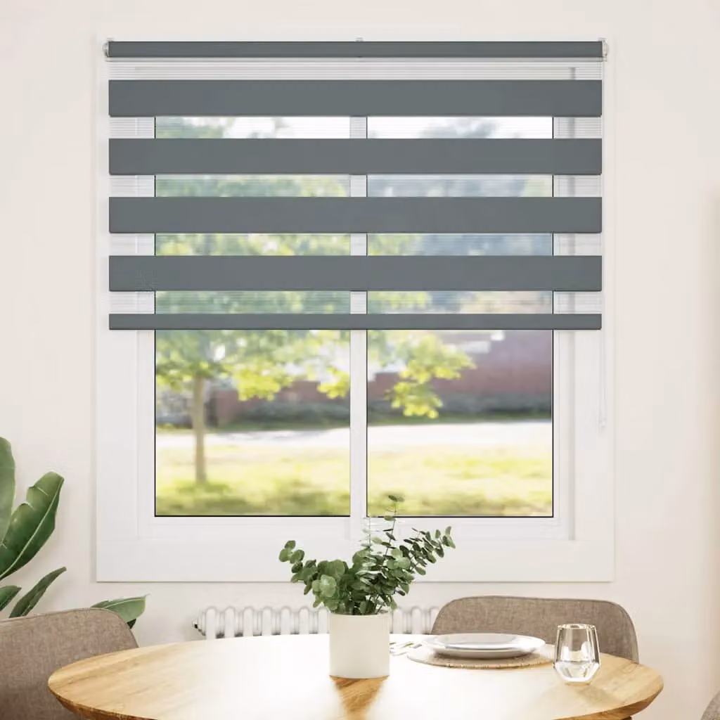 Berkfield Home Zebra Day and Night Blind in Dark Grey Polyester, W: 135 cm, H: 100 cm – 2