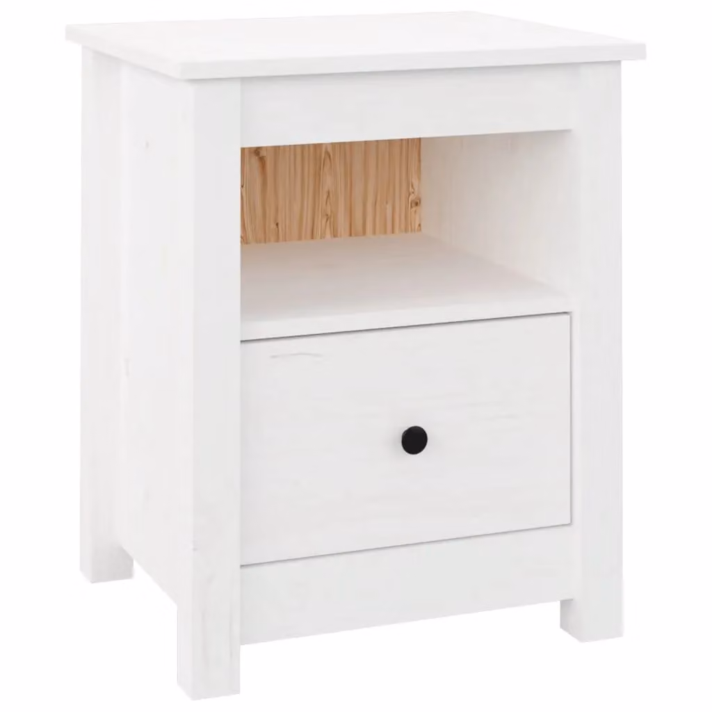 Berkfield Home White Solid Wood Pine Bedside Cabinet W/D/H: 40 x 35 x 49 cm – 2