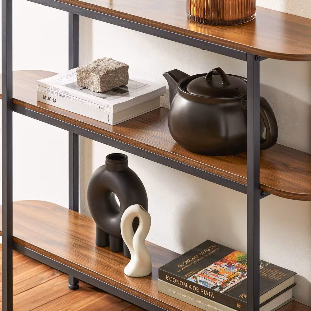 SoBuy 3-Tier Industrial Console Table in Brown and Black – 3