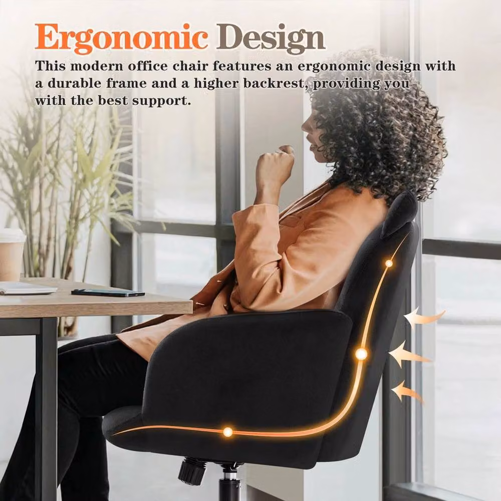 FORGEVIO Black Ergonomic Cat Accent Chair with 360 Degree Swivel and Fabric Upholstery – 5