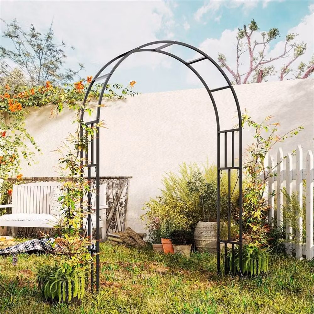 Nordara Black Steel Garden Arch Metal Plant Trellis, H 220 cm x W 60 cm x D 60 cm – 3
