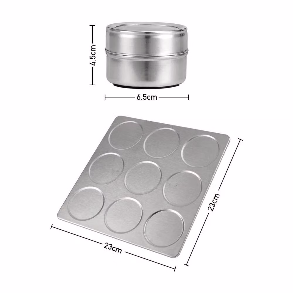 PAWNORA Pack of 9 Silver Stainless Steel Spice Jars – 2