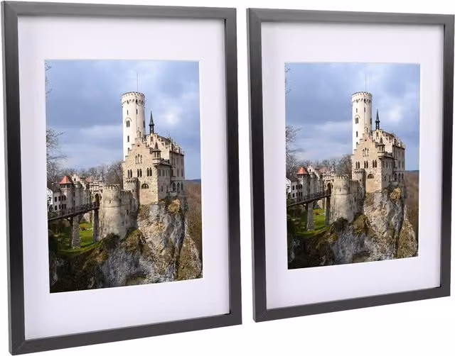 Nicola Spring 2 Pack A3 Black Picture Frames with White A4 Mounts, Rectangular Modern Design for Freestanding or Wall Mounting, W/H: 44.0 x 32.0 cm – 2