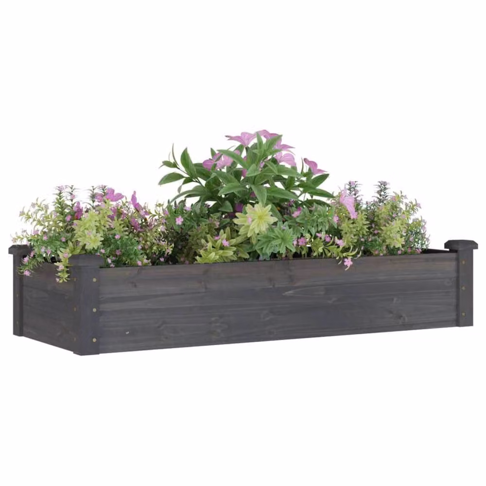 Berkfield Home Garden Raised Bed with Liner in Grey, Solid Wood Fir, W/D/H: 120 x 45 x 25 cm – 3
