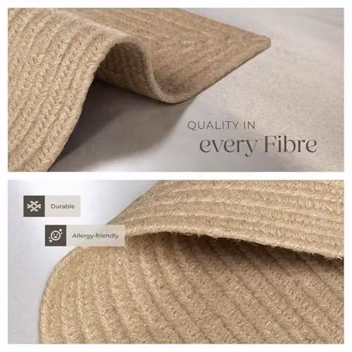 tectake Boho Style Woven Jute and Polyester Blend Area Rug, Brown, Black and Beige, W/L: 120 x 170 cm – 4