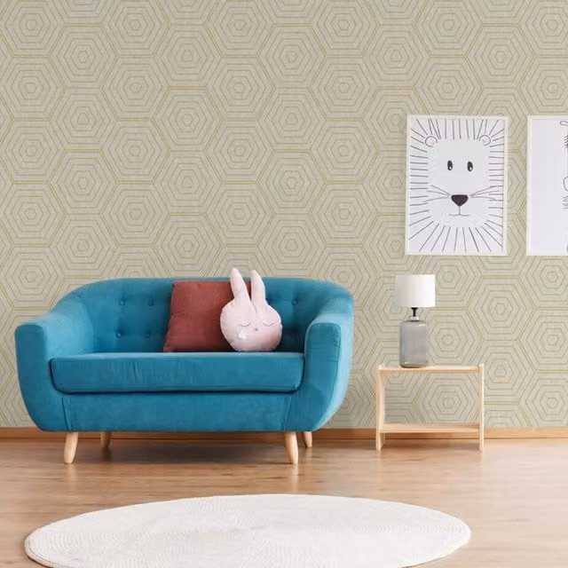 SK Filson Washable Geometric Abstract Wallpaper in Beige and Yellow