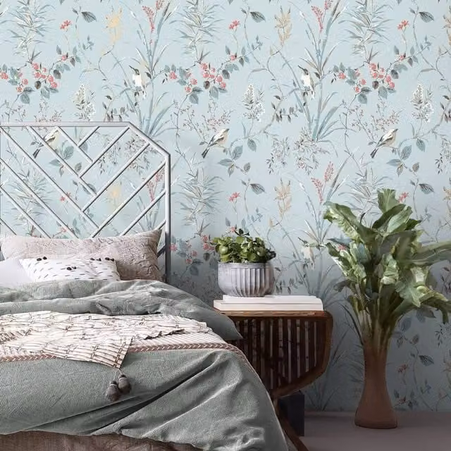 Crown Mariko Bird Wallpaper in Blue