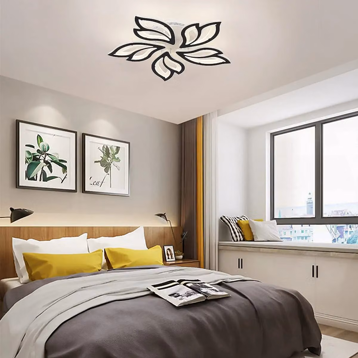Garwarm Black Modern Leaves LED Flush Mount Ceiling Light Fixture – 2