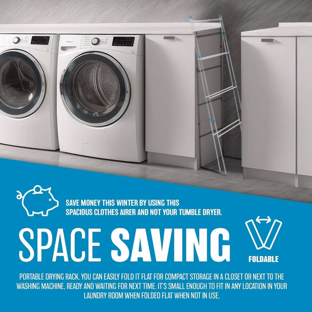BARGAINS-GALORE 4 Fold Clothes Airer Dry Rack in White, W/D/H: 207.0 x 110.0 x 3.0 cm – 2