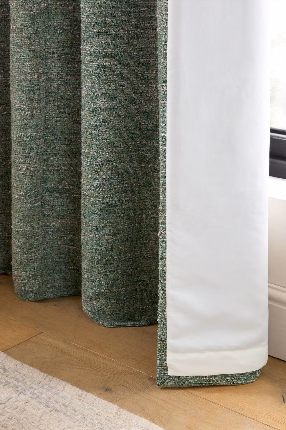 Catherine Lansfield Chunky Boucle Lined Eyelet Curtains in Green, W: 168 cm, H: 229 cm – 3