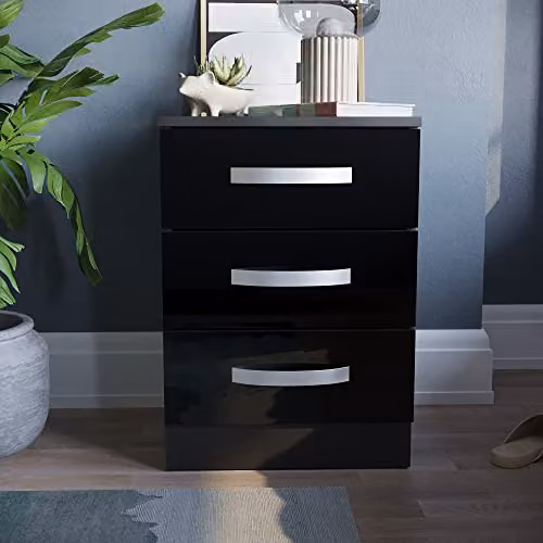 Vida Designs Black High Gloss 3 Drawer Chest of Drawers – 4