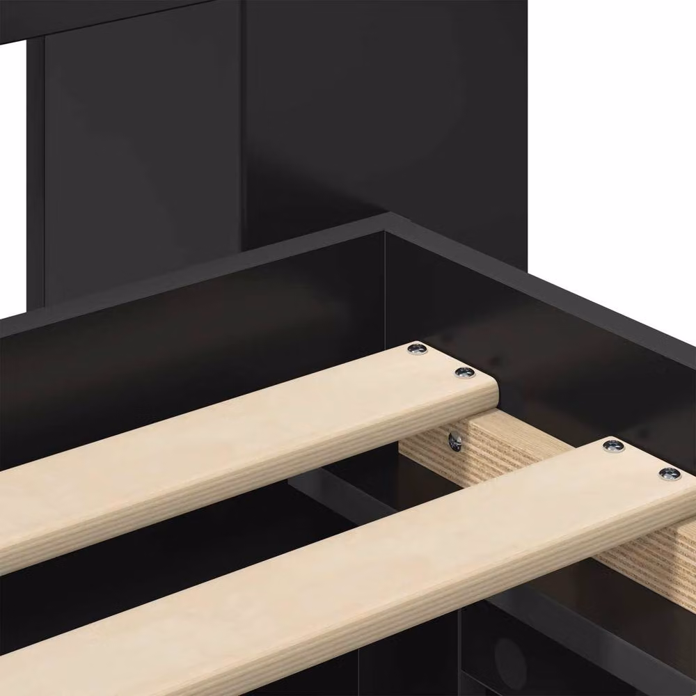 Berkfield Home Modern Bed Frame with Storage Drawers in Black, Engineered Wood, W/D/H: 90 x 190 cm – 4