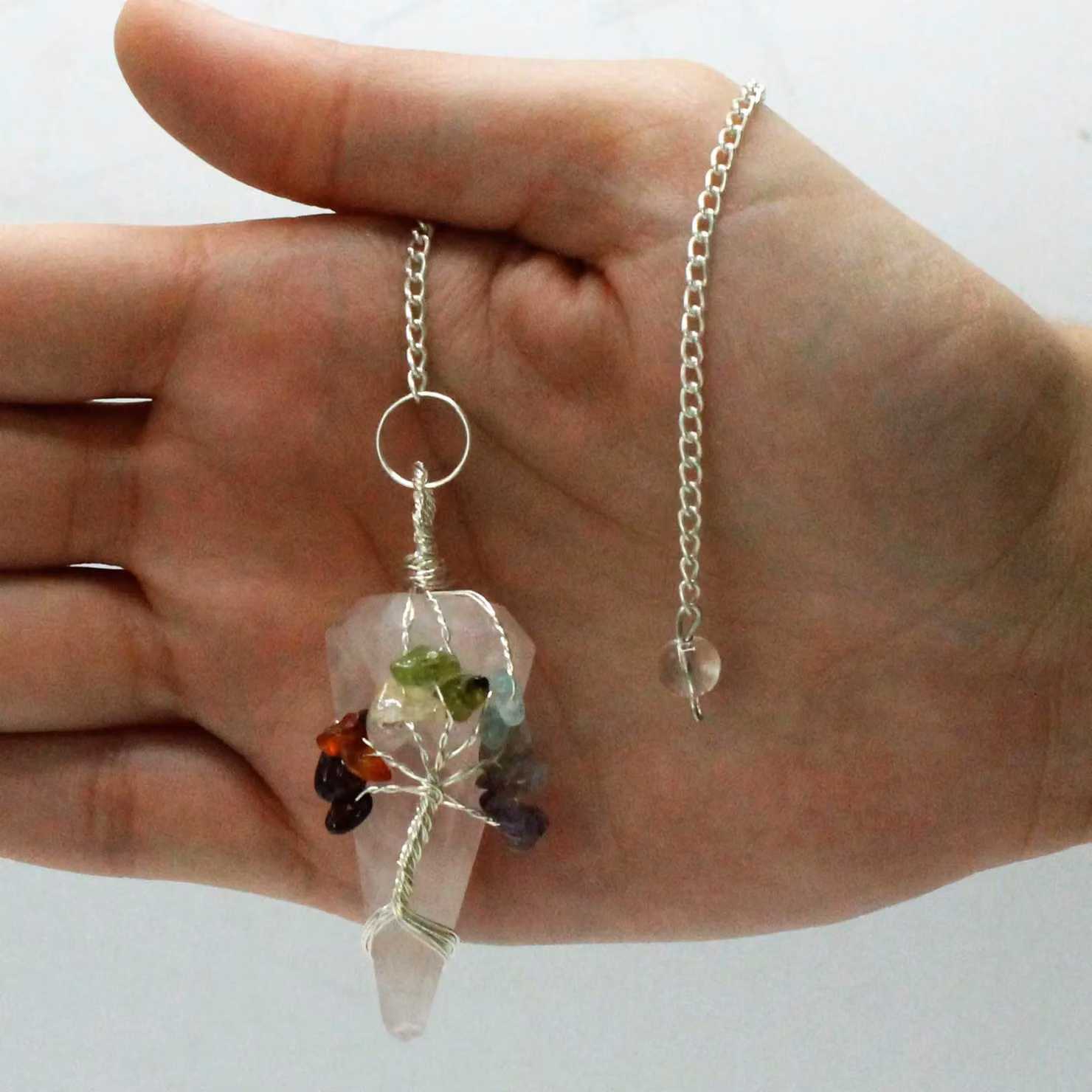KDMD Magic Pendulum Seven Chakra Rose Quartz Hanging Stone in Pink – 2