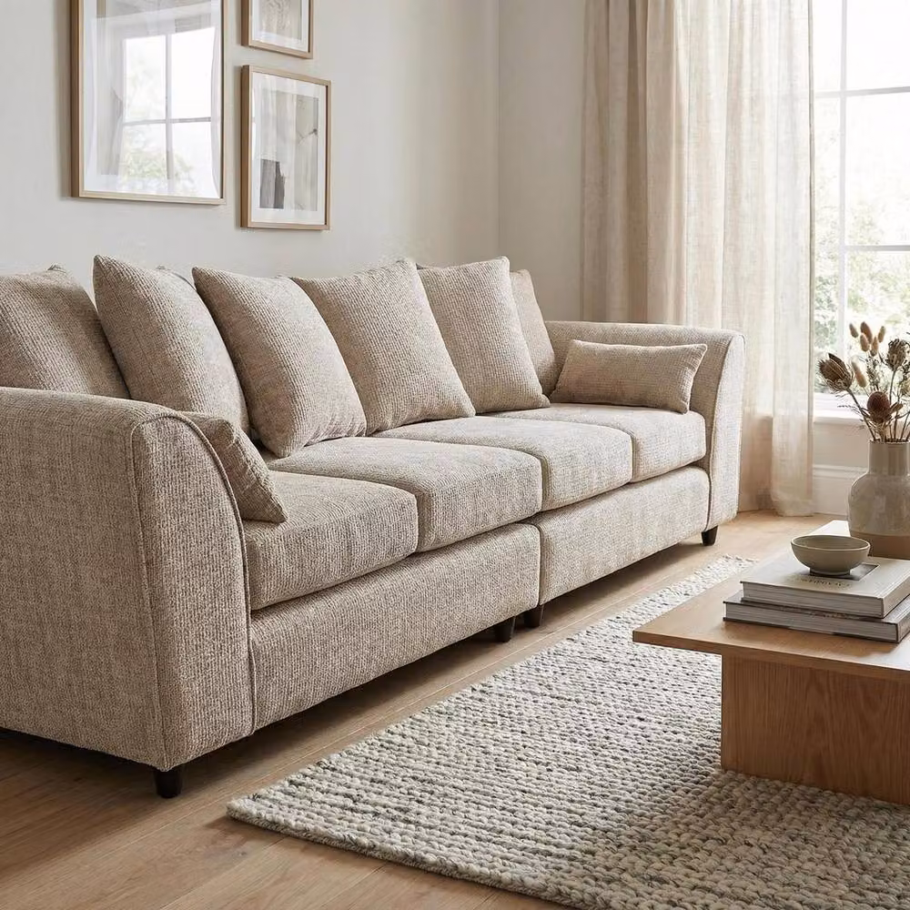 Abakus Direct Jumbo 4 Seater Chenille Sofa in Taupe/Beige – 2