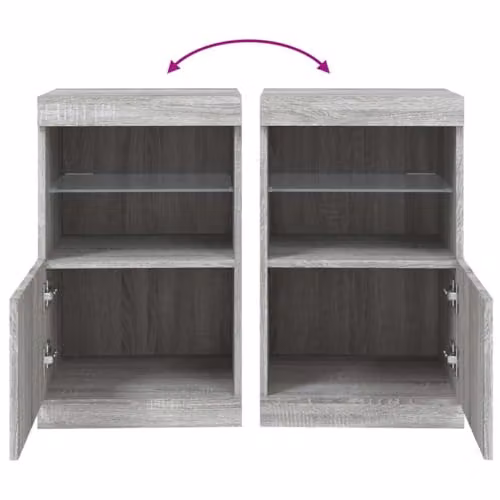 vidaXL Modern Sideboard with Integrated LED Lights in Grey Sonoma Oak, W: 41 cm, D: 37 cm, H: 67 cm – 4