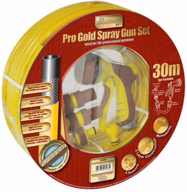 Samuel Alexander 30m Garden Hosepipe Set with Spray Gun and Connectors in Yellow