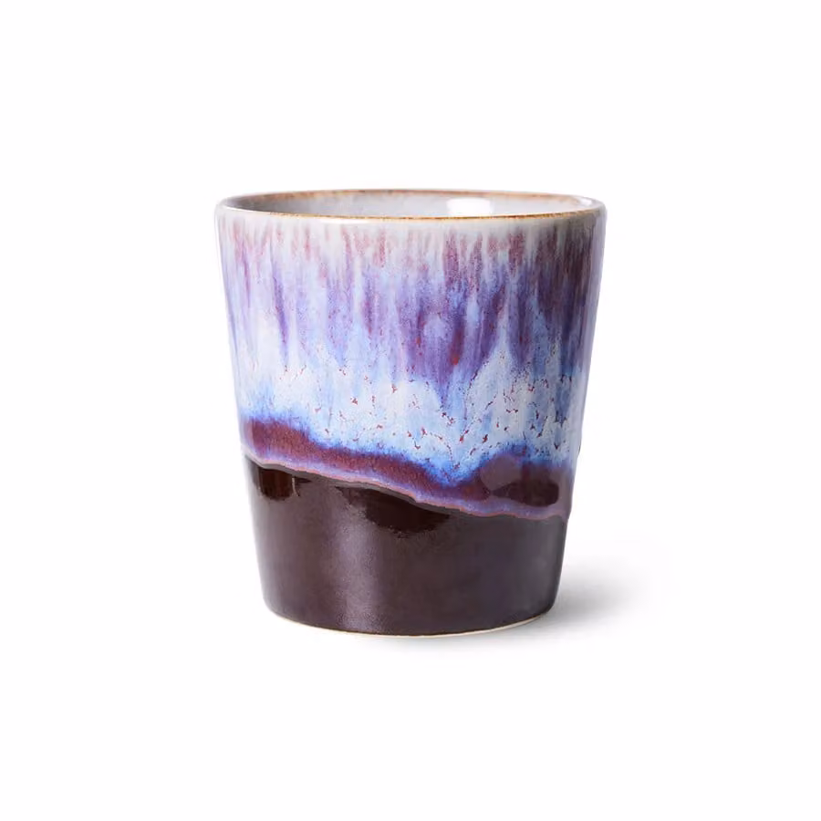 HKLIVING 70s Ceramics Yeti Coffee Mug in Purple, White and Multicolour Stoneware