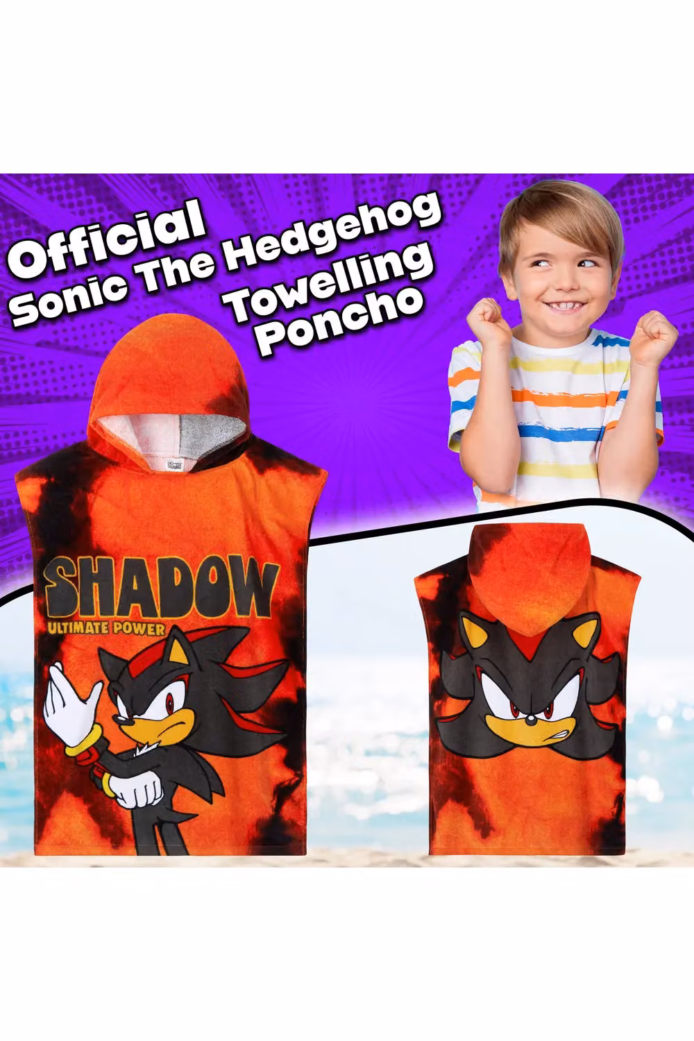 Get Trend Sonic the Hedgehog Hooded Cotton Bath Towel Poncho in Red – 7