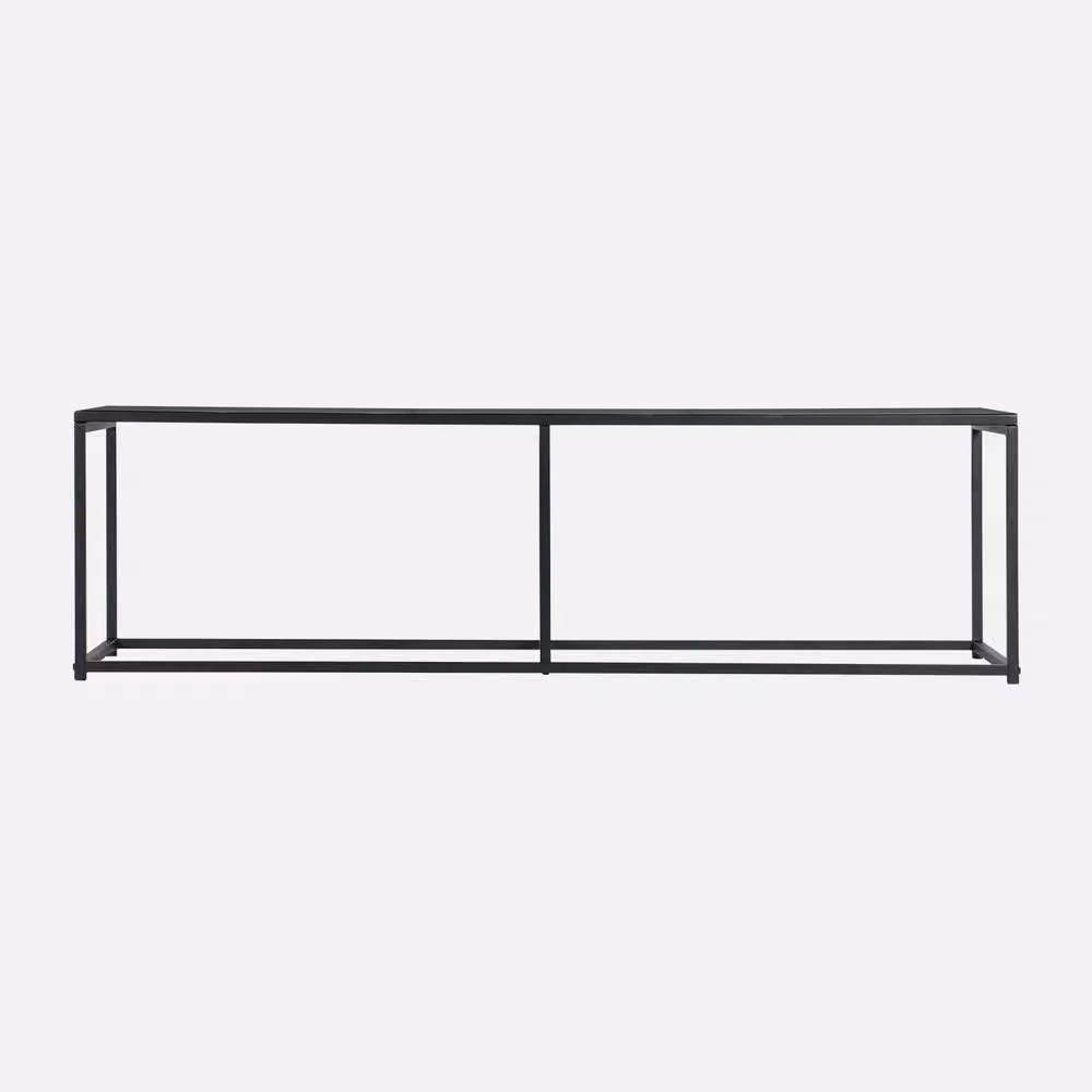 Sweekeek Urban-style Industrial Metal TV Unit in Matt Black, Width: 140 cm – 2