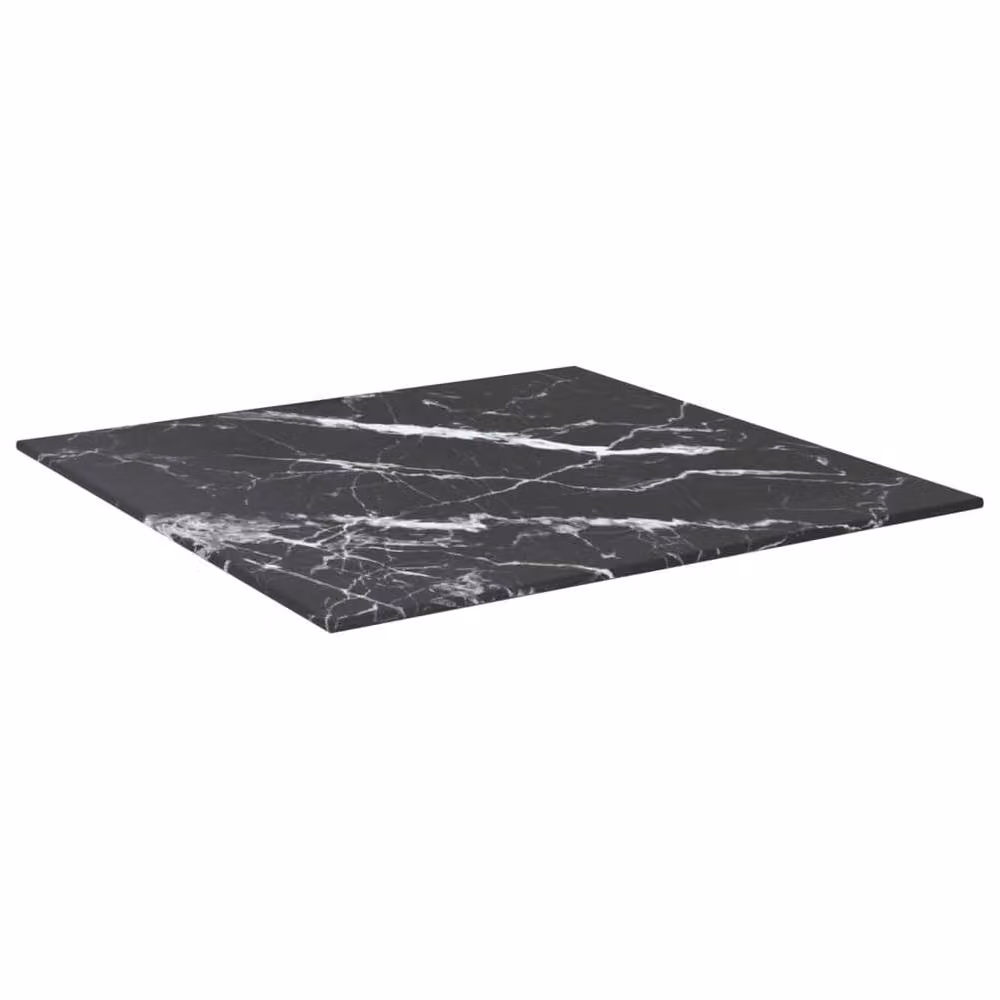 Berkfield Home Black Marble Design Tempered Glass Table Top, W/D: 50 x 50 cm, Thickness: 0.6 cm – 2