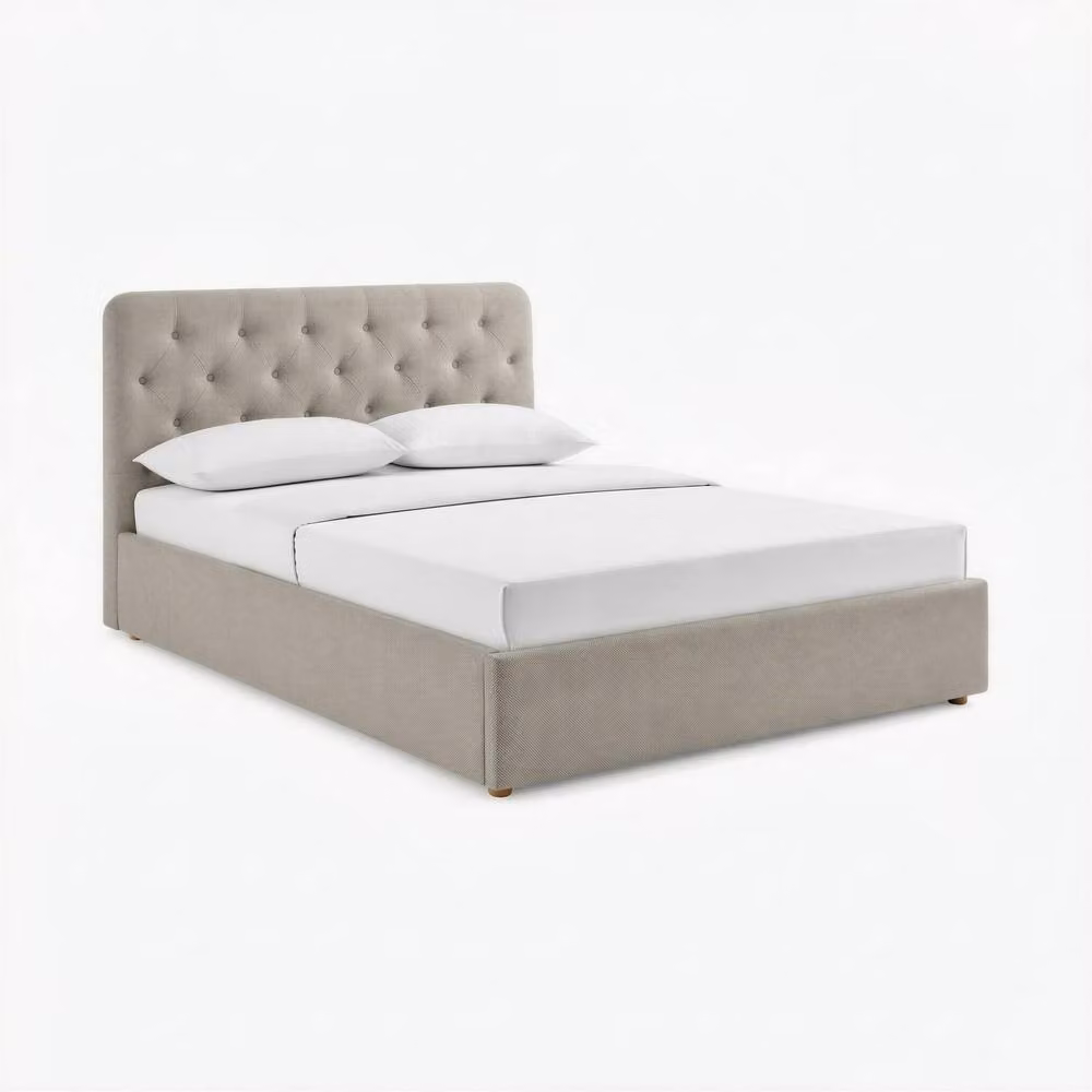 FurnitureboxUK Hayden Beige Fabric Upholstered Ottoman Bed Frame, W/D/H: 140 x 200 cm – 2