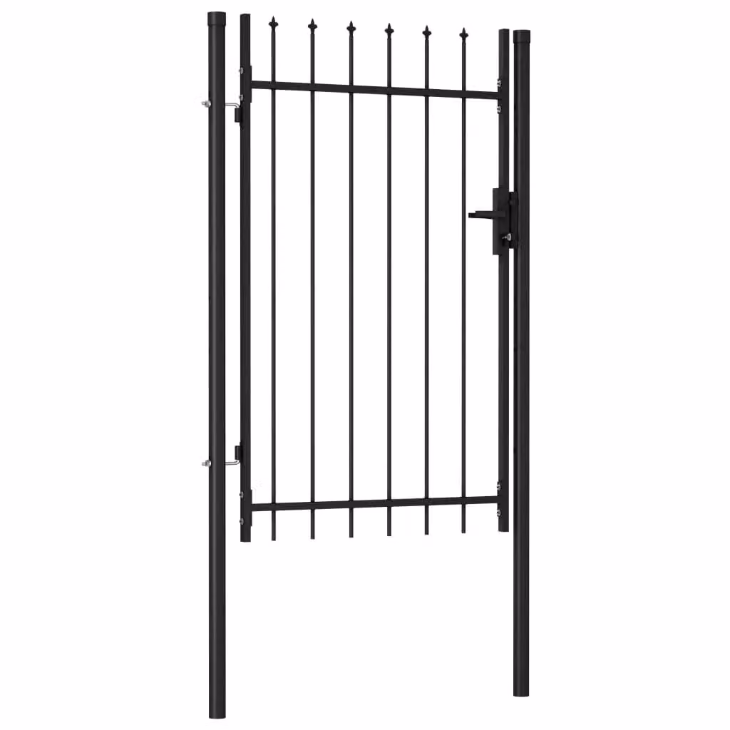 Berkfield Home Single Door Steel Fence Gate with Spike Top, Black, W: 100 cm, H: 150 cm – 2