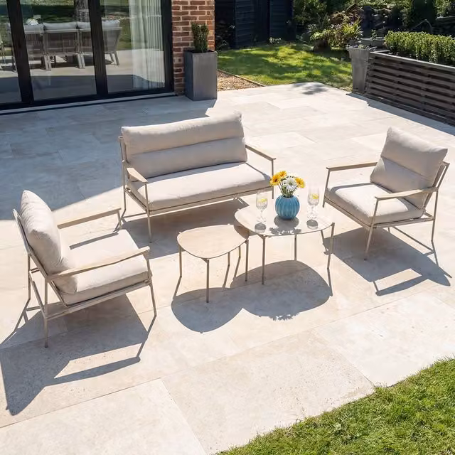 More4Homes Aruba 4 Seater Outdoor Garden Sofa Set with Ceramic Table in Beige