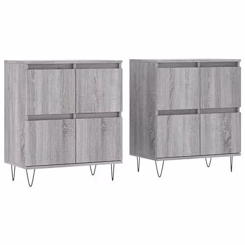 vidaXL Set of 2 Grey Sonoma Sideboards in Engineered Wood, W/D/H: 120 x 35 x 70 cm