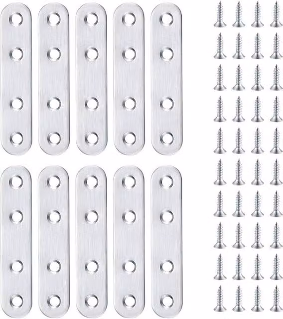SPETLEK 10-Piece Set of Silver Stainless Steel Flat Straight Brace Brackets – 1